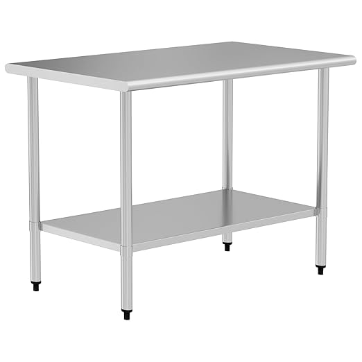 Stainless Steel Table for Food Prep & Work 30 x 60 inches Utility Table with Adjustable Undershelf, Commercial Workstation in Kitchen, Garage, Outdoor BBQ