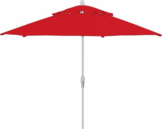 Treasure Garden 11ft Patio Umbrella – Outdoor Market Umbrella – Deluxe Auto-Tilt – White Aluminum Frame (Sunbrella, Jockey Red)