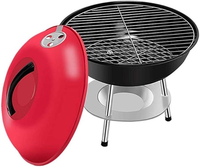 Portable Charcoal Grill for Camping BBQ, Outdoor Barbecue Grill with Thick Stainless Steel Round Oven, Multi-Person Camping Grill for Picnic & Party,A-1