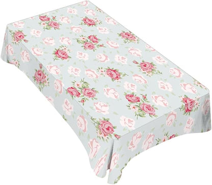 TKS MITLAN Pink Rose Tablecloth Decor Chic Flowers Romantic Vintage Style Spring Table Cloth Dining Room Kitchen Table Cover 60" X 84" Oblong/Rectangle