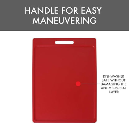 Dexas NSF Certified Polysafe Cutting Board with Handle, 11 x 14.5 Inches, Reversible Kitchen Cutting Board, Red