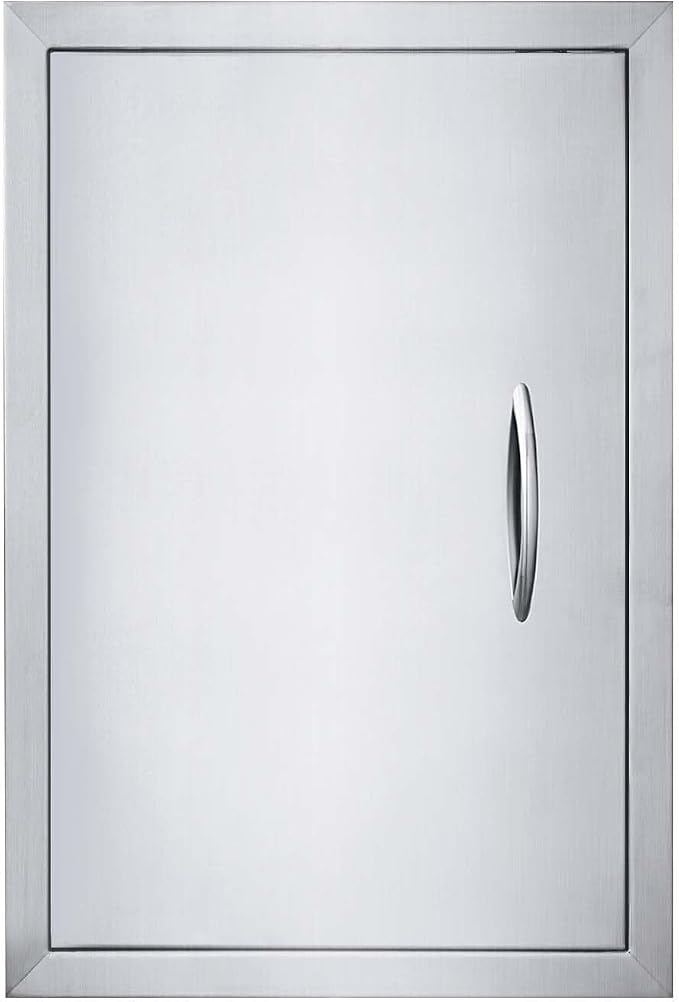 JIE JIN 17" W X 24" H Outdoor Kitchen Doors Single Door Thickened 304 Brushed Stainless Steel BBQ Access Door BBQ Island Doors Outdoor Kitchen Accessories Door for Outdoor Kitchen BBQ Island