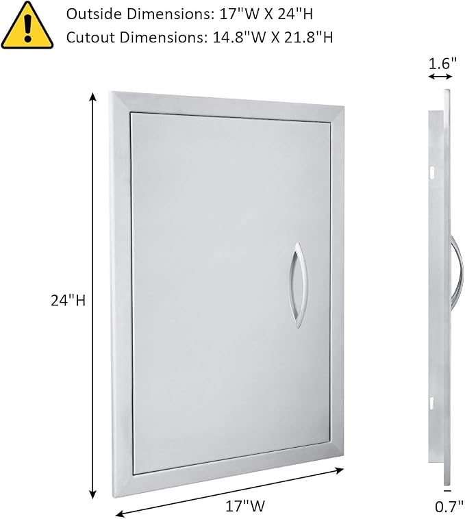 JIE JIN 17" W X 24" H Outdoor Kitchen Doors Single Door Thickened 304 Brushed Stainless Steel BBQ Access Door BBQ Island Doors Outdoor Kitchen Accessories Door for Outdoor Kitchen BBQ Island