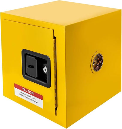 Flammable Safety Storage Cabinet 13"x13"x13" Industry Hazardous Materials | 2 Gal Fire Proof Safe, Double-Wall Cold-Rolled Steel, Dual Manual Locks, OSHA Compliant, For Gasoline Liquid Fuel Chemical