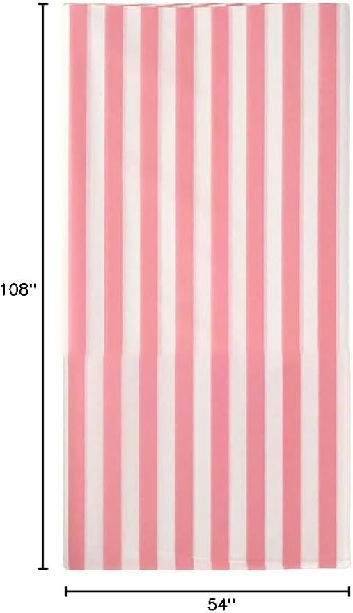 Vpang 2 Pcs Striped Plastic Print Tablecloths Disposable Table Cover Thickened Rectangle Tablecover, Kitchen Picnic Wedding Birthday Party Table Covers, 54"x108" (Pink Stripe)