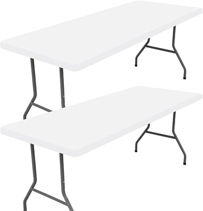 Moosfor 2 Pack Rectangle Spandex Fitted Table Cloth, 5FT Elastic Tablecloth | Washable Picnic Table Cover, Stretch Waterproof Table cloths for Party, Patio, Dining, Kitchen, 36" x 60", White