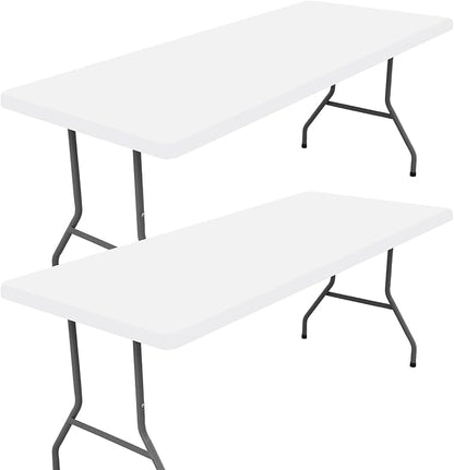 Moosfor 2 Pack Rectangle Spandex Fitted Table Cloth, 4FT Elastic Tablecloth | Washable Picnic Table Cover, Stretch Waterproof Table cloths for Party, Patio, Dining, Kitchen, 24" x 48", White