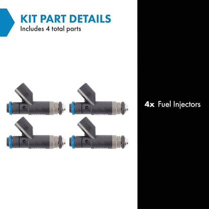 TRQ Fuel Injector Set | For 2004-2010 Chrysler PT Cruiser 2004-2006 Sebring 2004-2007 Dodge Caravan 2004-2005 Neon Stratus