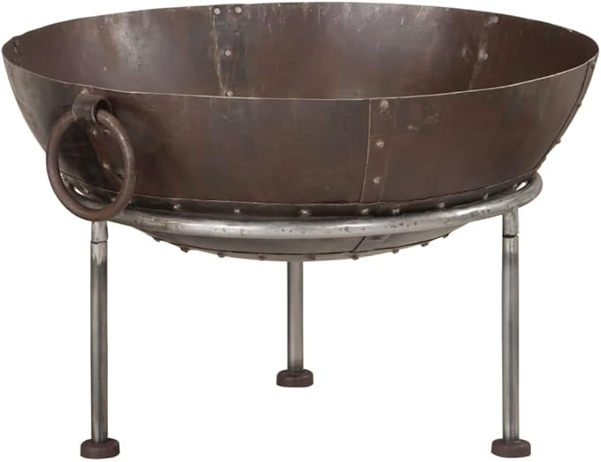 21.7 Inch Iron Fire Pit for Garden Patio, Outdoor Wood Burning Fire Bowl with Handles, Sturdy 3-Legged Fireplace for Backyard Heating and BBQ
