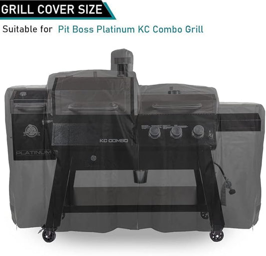 ZJYWSCH Grill Cover for Pit Boss Platinum KC Combo Wood Pellet & Gas Grill Outdoor Waterproof Pit Boss KC Combo Grill Cover PB1285KC 600D Heavy Duty