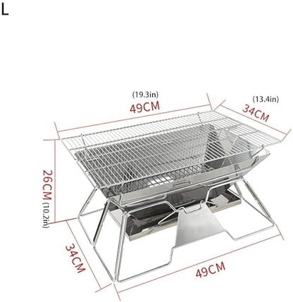 Charcoal Grills BBQ Grill Folding Campfire Grill Portable Stainless Steel Charcoal BBQ Grill Stove for Outdoor Hiking BBQ Charcoal Grill Cooking
