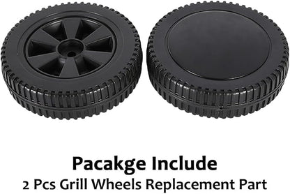 Grill Wheels Replacement Parts for BBQ, Charbroil, Rolling Dining Table - Garden Patio Kitchen Food Prep Cart Accessories, 2 Pcs (6 inch)