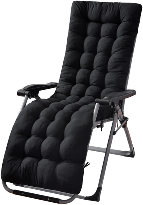 Patio Chaise Lounger Cushion， Rocking Chair Sofa Cushion with 6 Ties， Thick Padded Swing Bench Cushion， Zero Gravity Chair Cushion61x19x3in (Black)