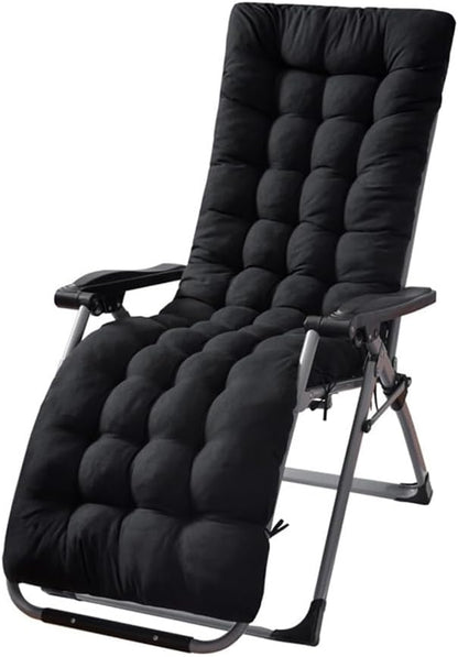 Patio Chaise Lounger Cushion， Rocking Chair Sofa Cushion with 6 Ties， Thick Padded Swing Bench Cushion， Zero Gravity Chair Cushion61x19x3in (Black)