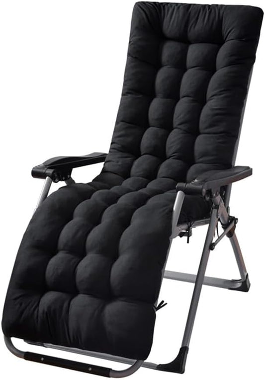Patio Chaise Lounger Cushion， Rocking Chair Sofa Cushion with 6 Ties， Thick Padded Swing Bench Cushion， Zero Gravity Chair Cushion61x19x3in (Black)