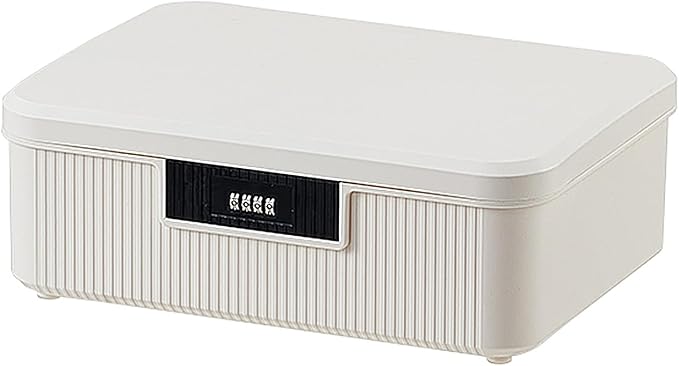 RUIAN Lockable Storage Container Bin, 4.2 Gallon Security Portable Combination Lock Plastic Box, Locked Security Box Suitable for Storing Important Items and Documents (Milk White)