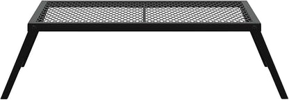 Foldable Camping Grill, Folding Black Outdoor Charcoal Grill, 22.83 x 12.20 x 0.79 in, Portable Alloy Steel with Weather-Resistant Coating for Garden, Balcony, Backyard