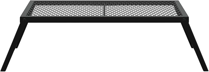 Foldable Camping Grill, 22.83 x 12.20 x 0.79 in, Alloy Steel Portable Grill for Camping, Folding Black Charcoal with Weather-Resistant Coating and ABS Handles