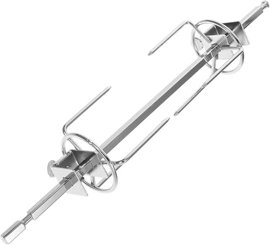HANABASS 11 Inch Rotisserie Forks for Grill Oven, Stainless Steel Spit Meat Roaster Rod Kit for Chicken Turkey, Outdoor BBQ Poultry Spit Accessories Replacement Part