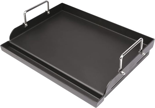 Utheer 17" x 13" Cast Iron Griddle for Gas Grill, Nonstick Coated Flat Top Grill Insert Rated Up to 500°F with Grease Groove and Removable Handles for Gas & Charcoal Grills, Camping, BBQ