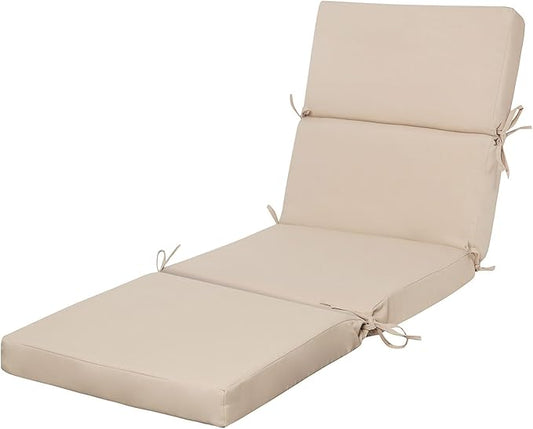 3" Solid Outdoor Lounge Chair Cushion, 74 x 22.5 inch Weather Resistant Chaise Lounge Cushion with 6 Ties for Patio Pool Furniture