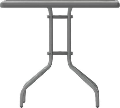 Flash Furniture Barker 31.5'' Square Tempered Glass Metal Table, Silver