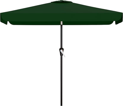 AreShark 6.5 x 10 FT Rectangular Valance Patio Umbrella, Outdoor Umbrella with Tilt and Crank, Market Table Umbrellas W/ 6 Ribs UV Protection for Garden, Deck, Backyard and Pool, Dark Green