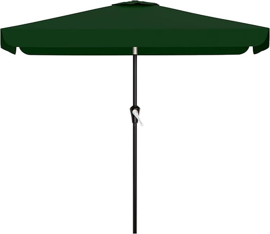 AreShark 6.5 x 10 FT Rectangular Valance Patio Umbrella, Outdoor Umbrella with Tilt and Crank, Market Table Umbrellas W/ 6 Ribs UV Protection for Garden, Deck, Backyard and Pool, Dark Green