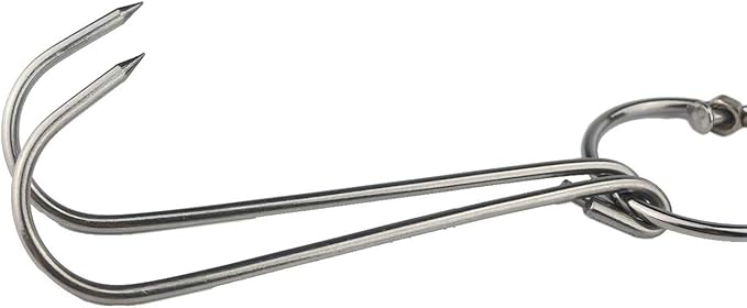 TIHOOD 3 PCS 9.4" Stainless Steel Double Meat Hooks Roast Duck Bacon Shop Hook BBQ Grill Hanger Cooking Tools Accessories (9.4" X3)