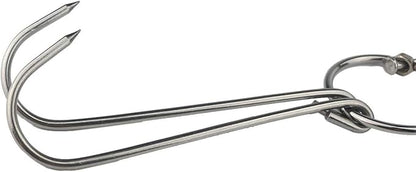 TIHOOD 3 PCS 9.4" Stainless Steel Double Meat Hooks Roast Duck Bacon Shop Hook BBQ Grill Hanger Cooking Tools Accessories (9.4" X3)