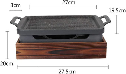 BBQ Barbeque Barbecue Grill,BBQ,Household Smoke-Free Korean Iron Plate Grill,Solid Alcohol Charcoal Grill,Indoor and Outdoor (Size : 27cm*20cm)