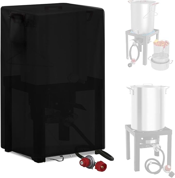Outdoor Fryers Cover for ROVSUN 30QT Turkey Fryer & 10QT Fish Fryer, Waterproof Deep Fryer Cover for Outdoor Cooking - 13" D x 26" W x 28" H