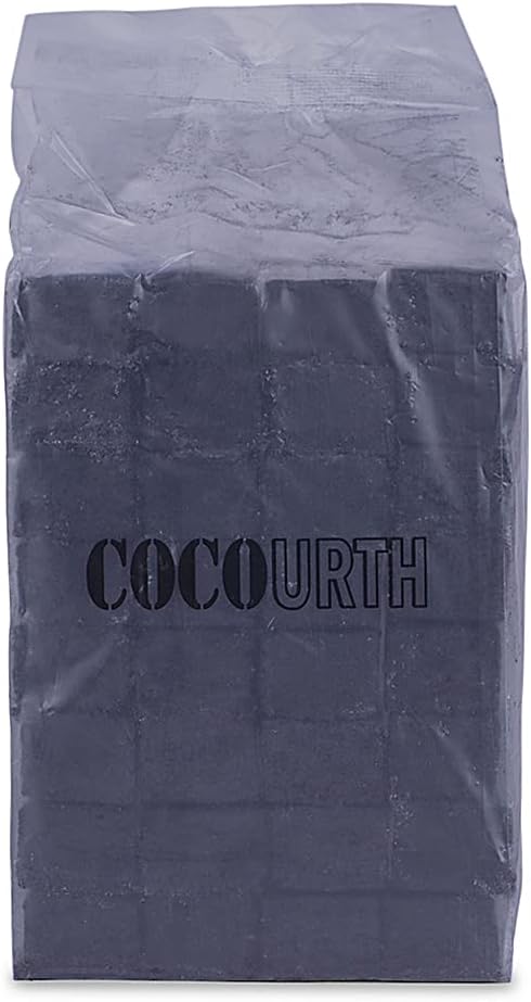 Natural Hookah Coconut Shell Charcoal Flat 25x25x18mm 96 PCS Electric Burner Briquettes Used Also for Cooking, Grilling, Barbecuing, Incense Narguile Coal (1kg)