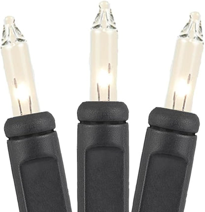 Novelty Lights 50 Feet 100 Bulbs Traditional Incandescent Mini Lights, Clear on Black Wire with 6" Spacing, Commercial Grade and UL Listed for Indoor/Outdoor Use, End-to-End Connectable