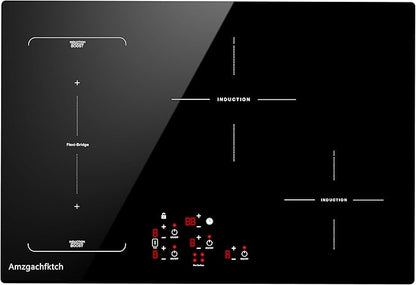 30 Inch Induction Cooktop - 4 Burner Built-In Electric Stove with Bridge-SYNC, Booster, Timer & Child Lock | 9000W 220-240V Hardwired, Black Glass Top