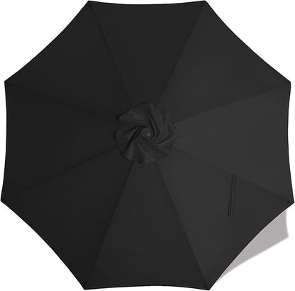 MASTERCANOPY Patio Umbrella 9 ft Replacement Canopy for 8 Ribs-Black Canopy Only