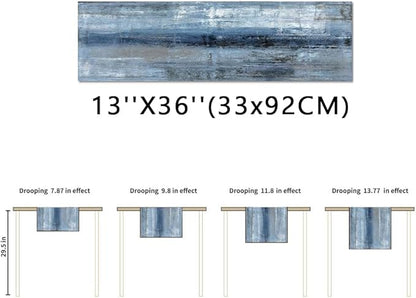 Blue Grey Table Runners Modern Art Farmhouse Linen Table Runners Dresser Scarves Retro Rustic Style for Party Kitchen Dining Table Coffee Holiday Party Decor (13"x 36", Blue Grey)