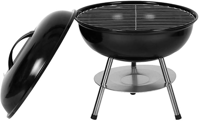 Charcoal Grill, 14-inch Outdoor Portable Charcoal Grill for Camping Patio Backyard Picnic (Black)
