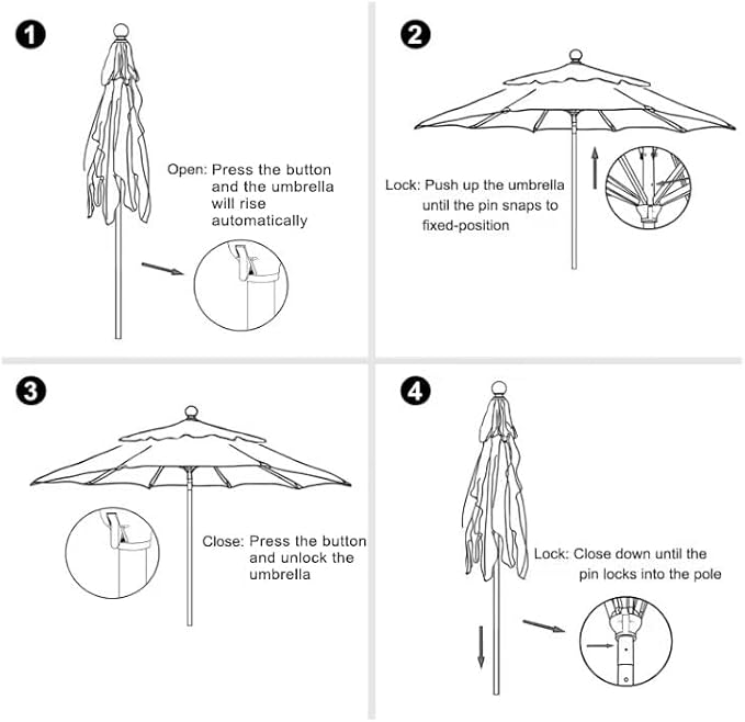 EliteShade USA 10-Year-Non-Fading 11Ft Market Umbrella Patio Outdoor Cylinder Auto Push-up Table Umbrella with Ventilation, Forest Green