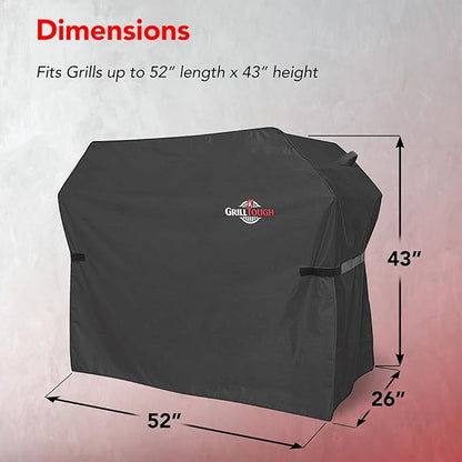 GrillTough Heavy Duty BBQ Grill Cover for Outdoor Grill, 52 Inch – Waterproof, Weather Resistant, UV & Fade Resistant with Adjustable Straps – Gas Grill Cover for Weber, Charbroil, etc. Charcoal