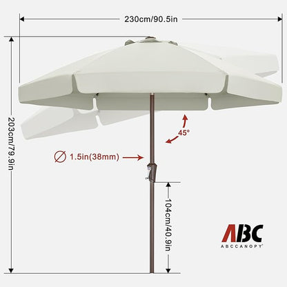 ABCCANOPY 7.5ft Scalloped Patio Umbrella, Outdoor Table Umbrella with Tilt and Crank, Fiberglass Ribs Deck Umbrella for Patio, Pool, Garden, Picnic (Light Beige)