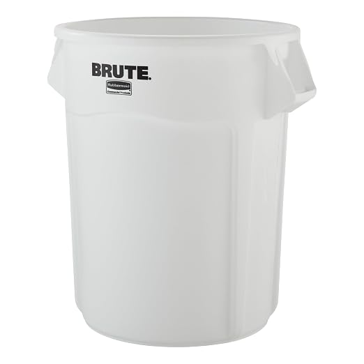 Rubbermaid Commercial Products BRUTE Heavy-Duty Round Vented Trash Can Without Lid, 55-Gallon, White, for Landscapers/Construction/Restaurant/Stadium/Back of House/Office/Warehouse/Home