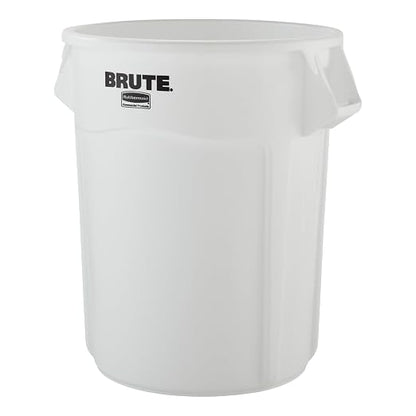 Rubbermaid Commercial Products BRUTE Heavy-Duty Round Vented Trash Can Without Lid, 55-Gallon, White, for Landscapers/Construction/Restaurant/Stadium/Back of House/Office/Warehouse/Home
