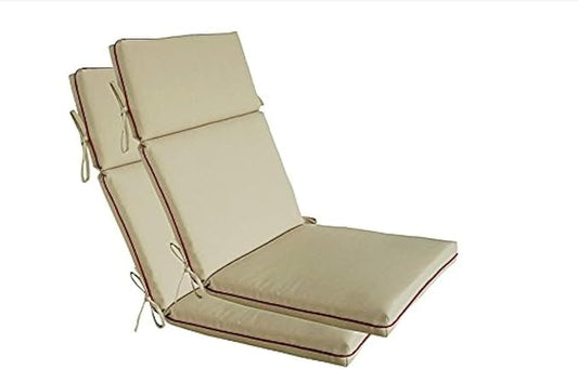 Indoor Outdoor High Back Chair Cushions Replacement Patio Chair Seat Cushions Set of 2 Light Khaki