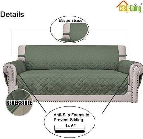 Easy-Going Reversible Couch Cover, 4 Seater Sofa, Greyish Green/Beige | XX-Large Sofa, Washable Slipcover For Dogs, Water Resistant Mat, Living Room, Non-Slip Sofa Cover, Pet Friendly