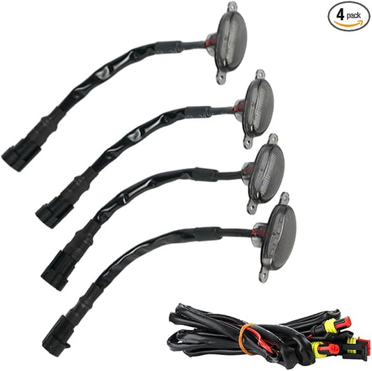 LED Grille Light Kit, Compatible with Ford F-150 Raptor Style Grille 2004-2019 (Aftermarket), LED Truck Bumper Hood Lights, 4PCS (Smoked Cover/Amber LED Lights)