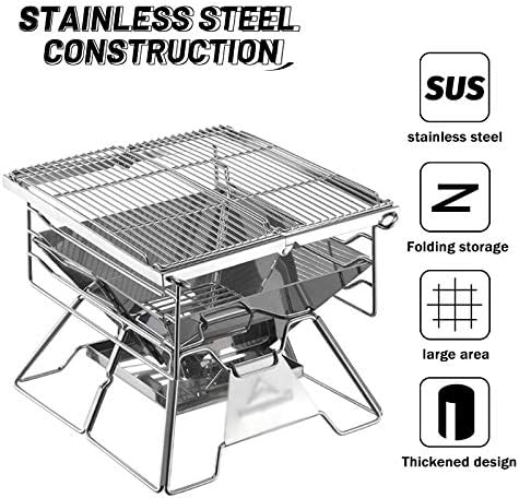 Foldable Portable Charcoal Grill for Camping BBQ Grills, Outdoor Barbecue Grill with 30-Second Setup, Stainless Steel Construction, Compact Carry Bag for Picnic and Travel,A-1