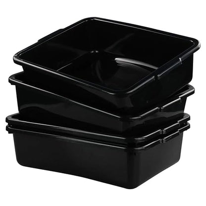 Teyyvn 13 L Plastic Bus Box, Commercial Wash Basin Tote Box, 4-Pack, Black