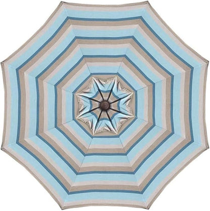Treasure Garden 9-Foot (Model 810) Deluxe Auto-Tilt Market Umbrella with Bronze Frame and Sunbrella Fabric: Gateway Mist Stripe (Includes 3 Year Extended Frame Warrantee)