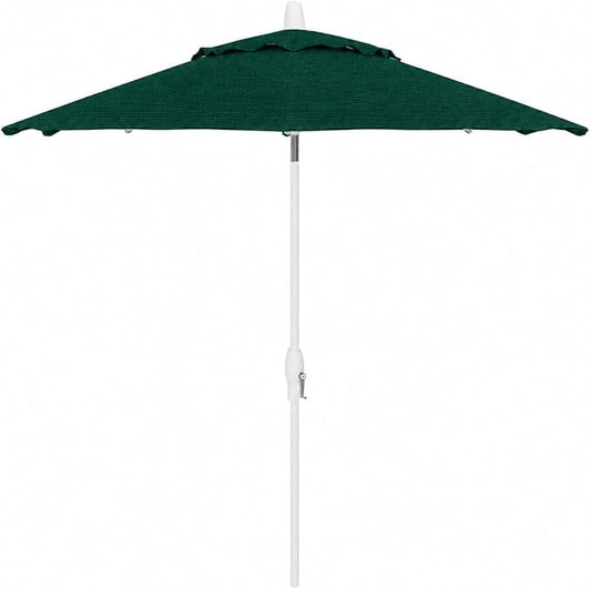 Treasure Garden 9ft Patio Umbrella - Outdoor Furniture Market Umbrella – Deluxe Auto-Tilt – White Aluminum Frame (Sunbrella, Forest Green)